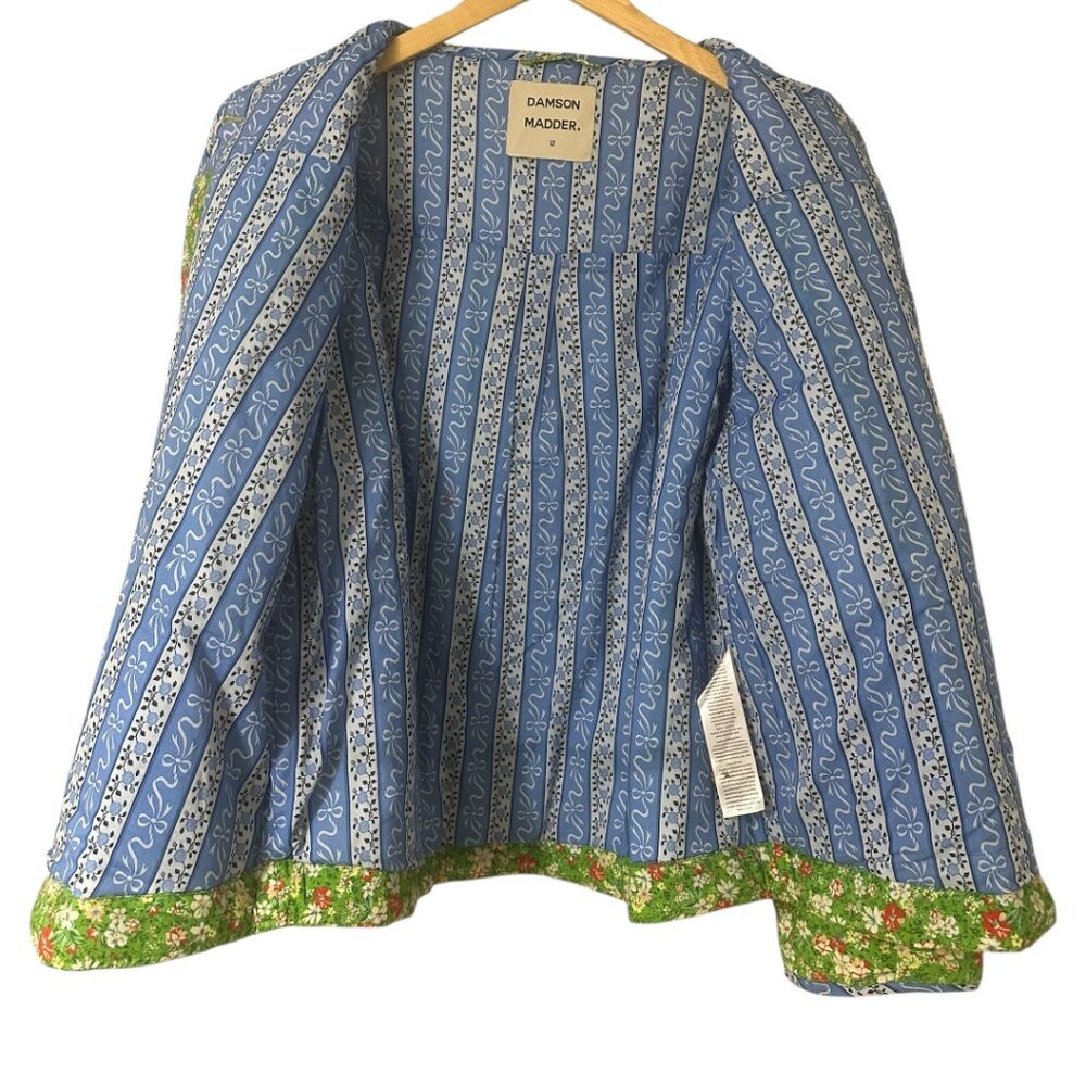 Damson Madder Markey Quilted Green Floral Jacket 8 Oversized Boho Cottagecore - Picture 7 of 13